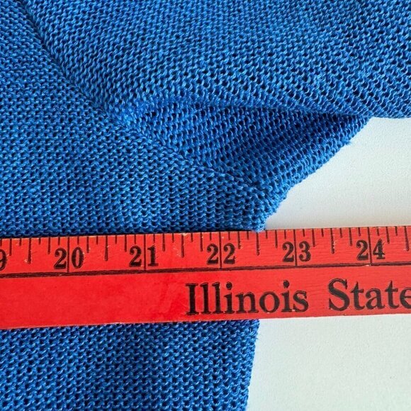 Linen Blazer XL Made in USA Cobalt Blue Fringe Sportsworks Studio Woven Knit - Picture 8 of 8